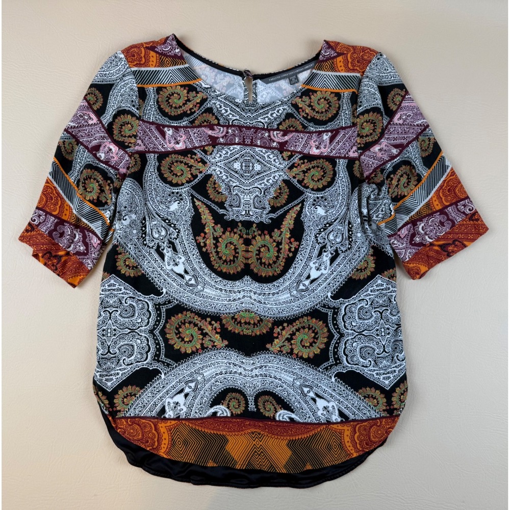 Twenty One by Cynthia Vincent‎ Paisley Print Blouse Medium Boho 3/4 Sleeve